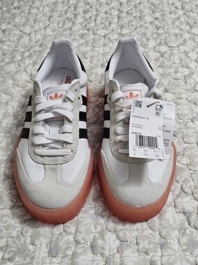 adidas Samba Rose Gum Sole Sneakers - White & Black & Pink